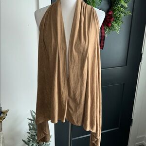 Max studio S long sleeveless suede-like drape vest boho open front